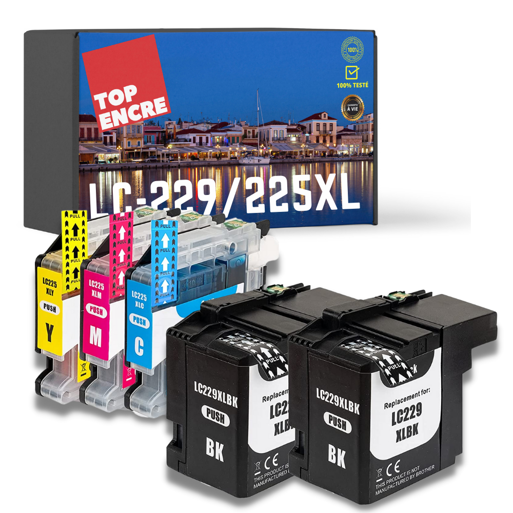 Pack compatible avec BROTHER LC225XL/LC229XL, 5 cartouches
