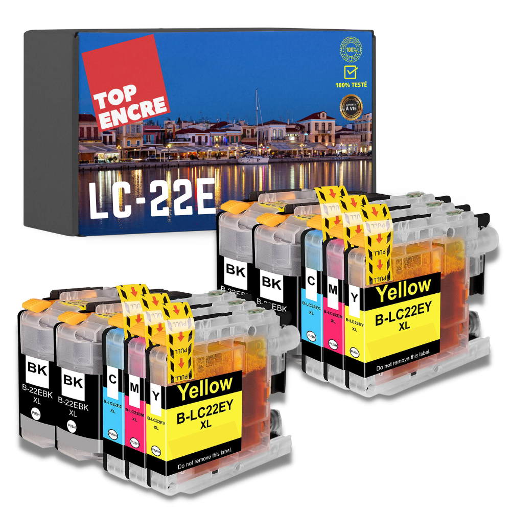 Pack compatible avec BROTHER LC-22e XL 10 cartouches