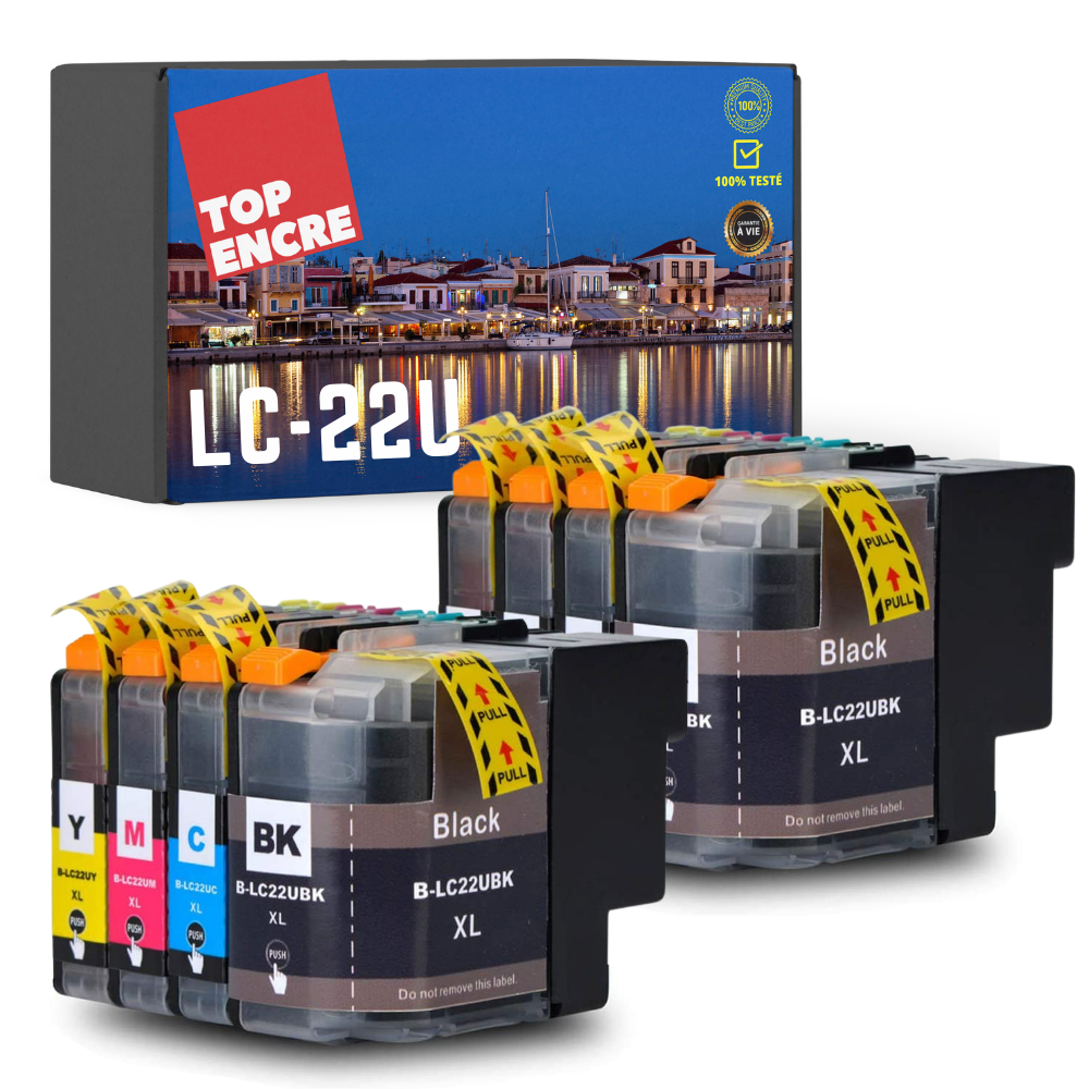 Pack compatible avec BROTHER LC-22U 8 cartouches