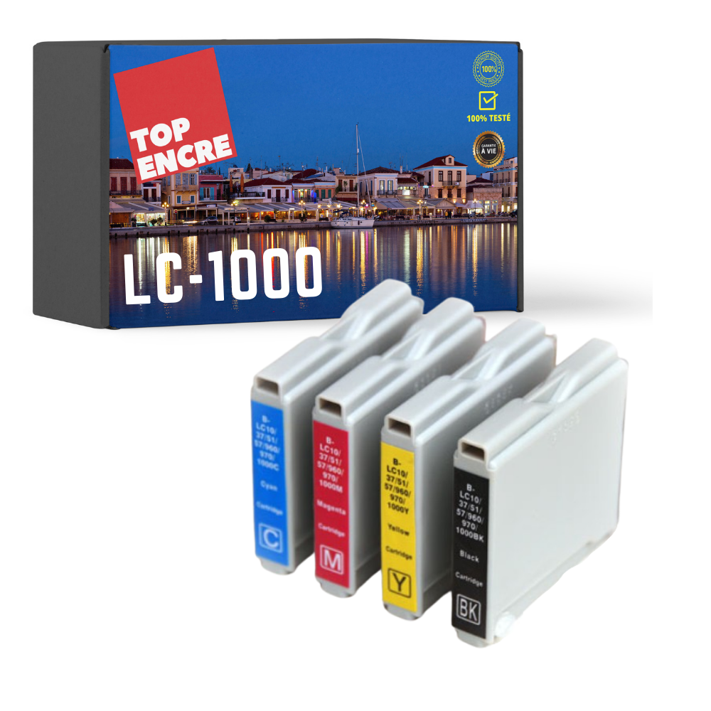 Pack compatible BROTHER LC1000, 4 cartouches