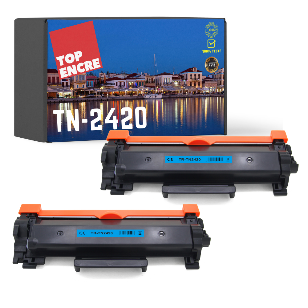 Pack 2 toners compatibles BROTHER TN-2420 noir