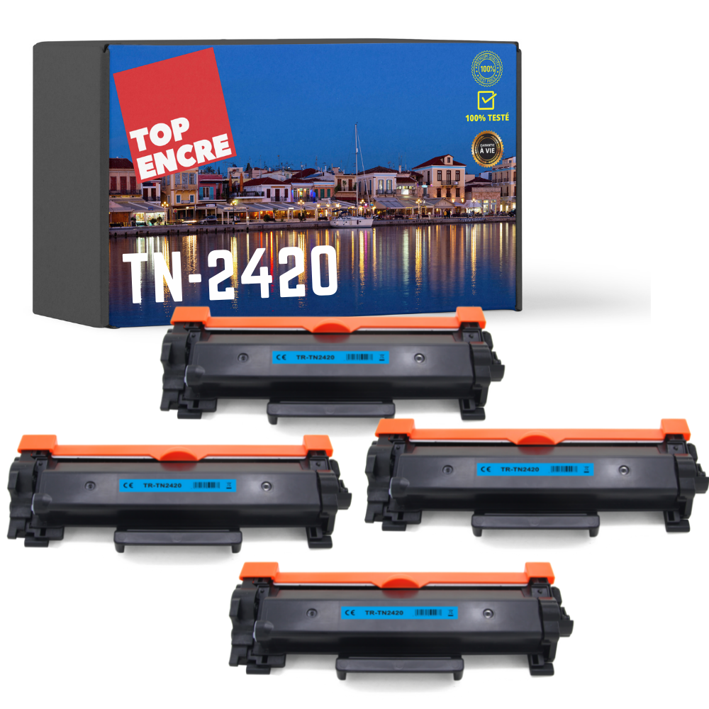 Pack 4 toners compatibles BROTHER TN-2420 noir