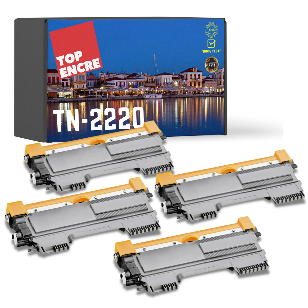 Pack 4 toners compatible BROTHER TN-2220 XL noir