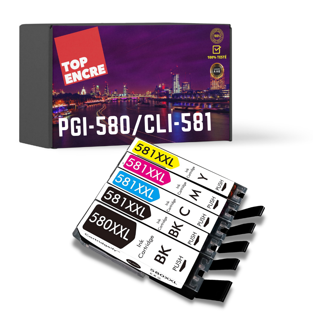 Pack 5 Cartouches compatibles CANON PGI-580 CLI-581 XXL