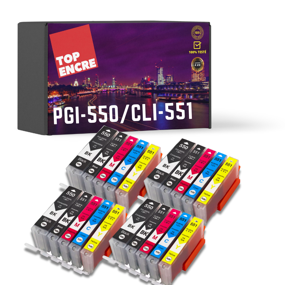 Pack 20 cartouches compatibles CANON PGI550/CLI551 XL