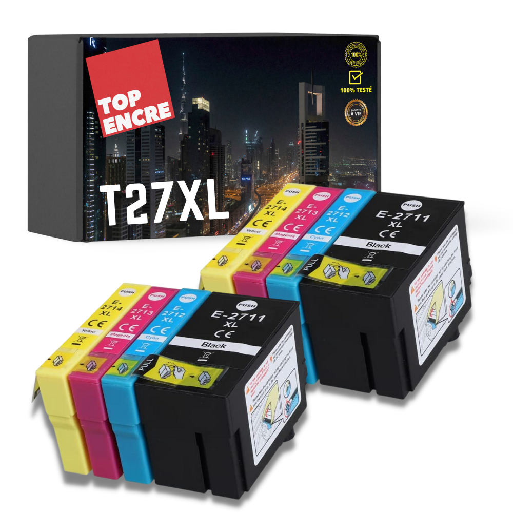 Pack compatible avec EPSON T27XL, 8 cartouches