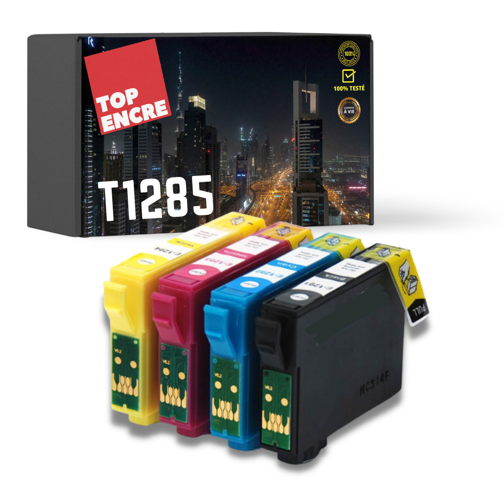 Pack compatible avec EPSON T1285, 4 cartouches