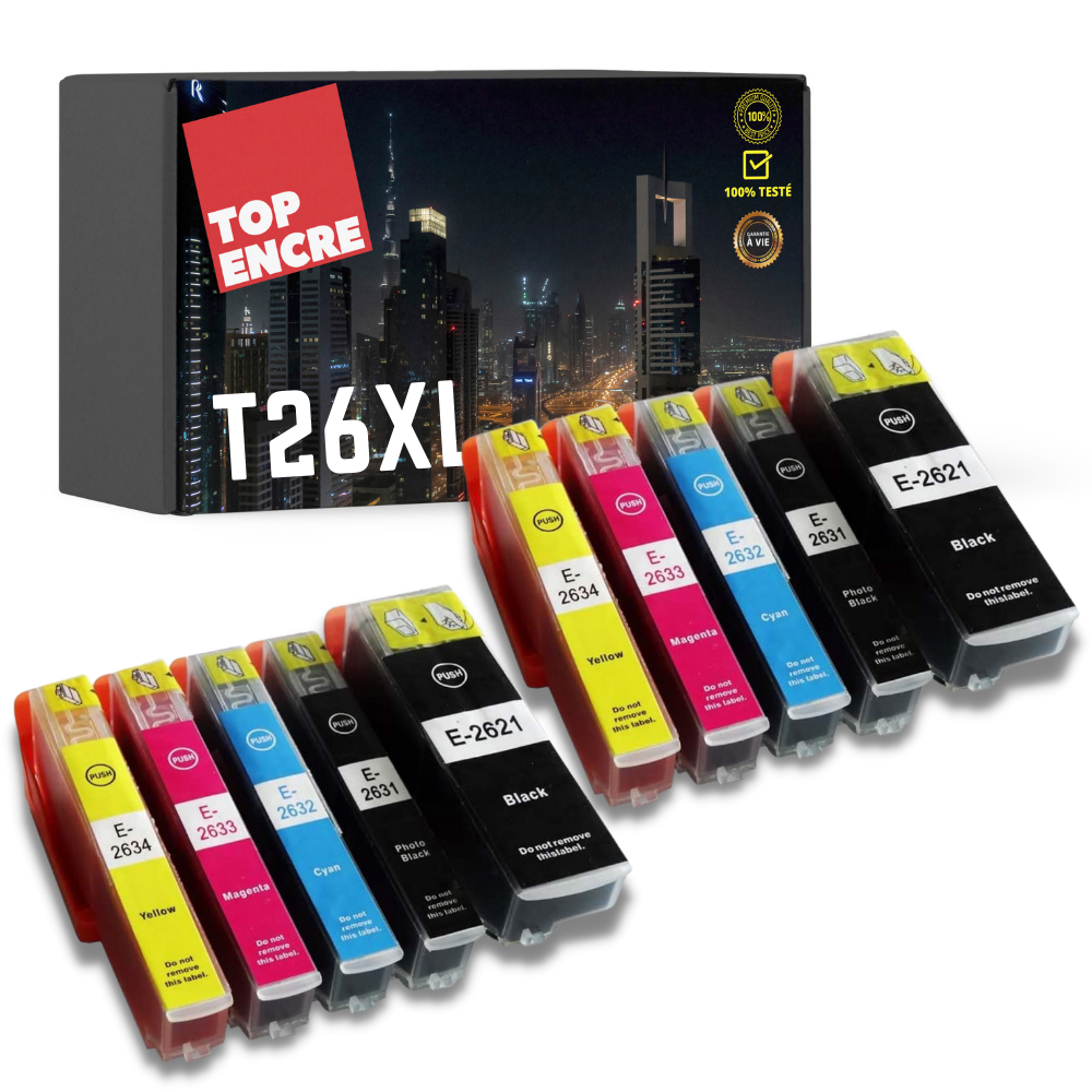 Pack compatible EPSON T26XL, 10 cartouches