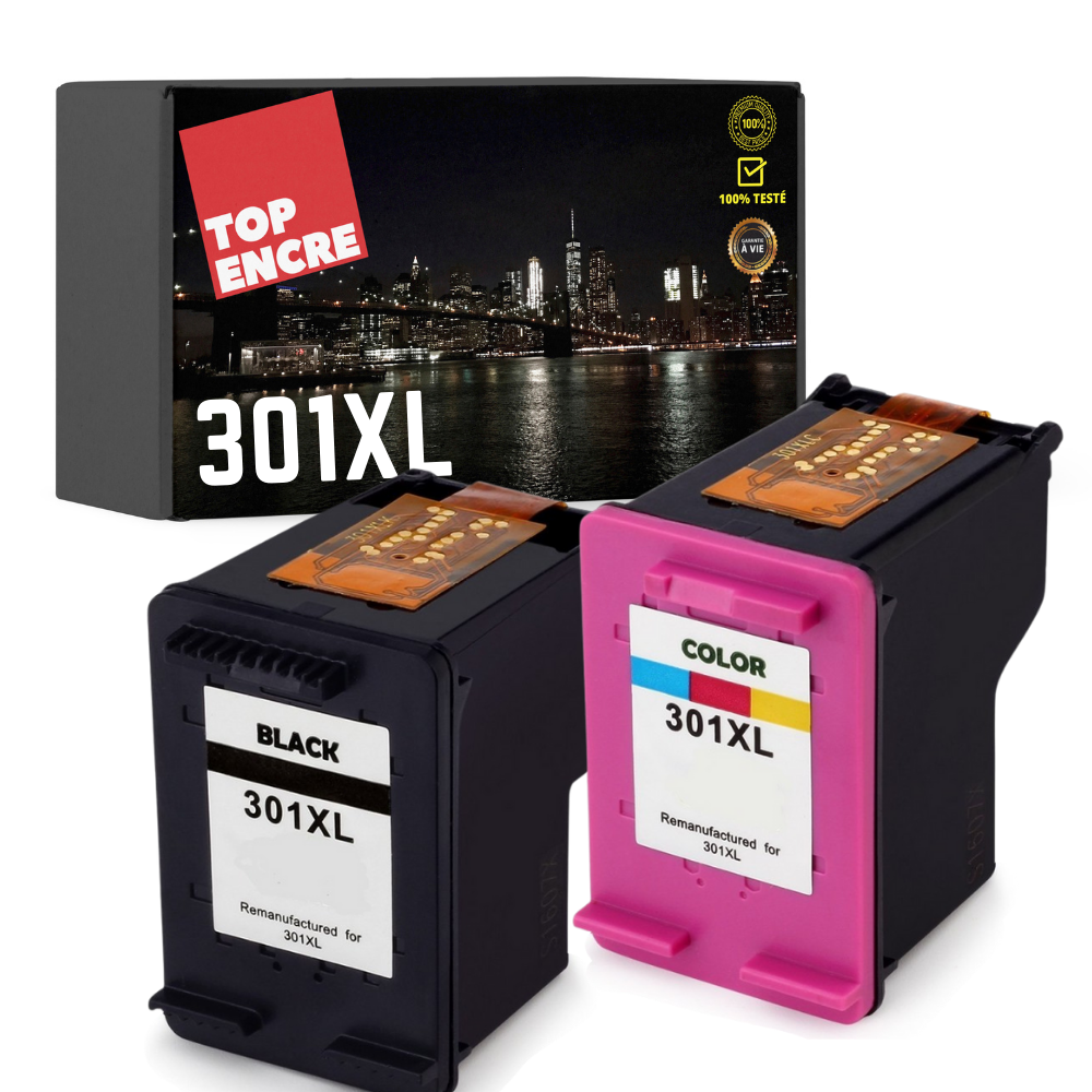 TOPENCRE Pack 2 cartouches compatible avec HP 301 XL noir et couleur pas  cher