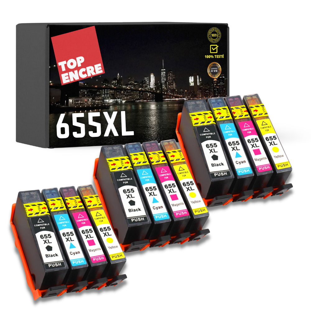 Pack compatible HP 655XL (12 cartouches)