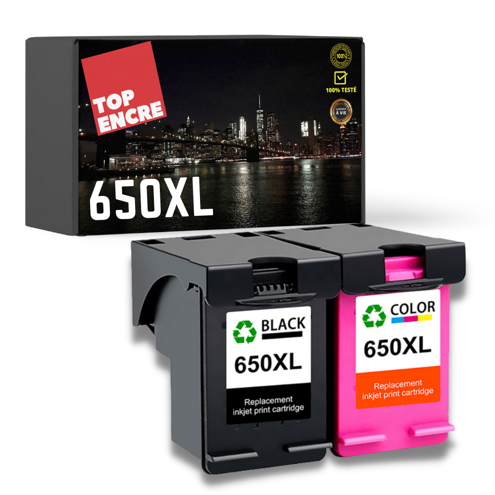 Pack compatible HP 650XL noir et couleur