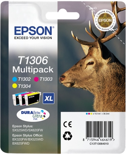 Epson Multipack 3 cartouches encre couleurs T1306 DURABrite Ultra Ink