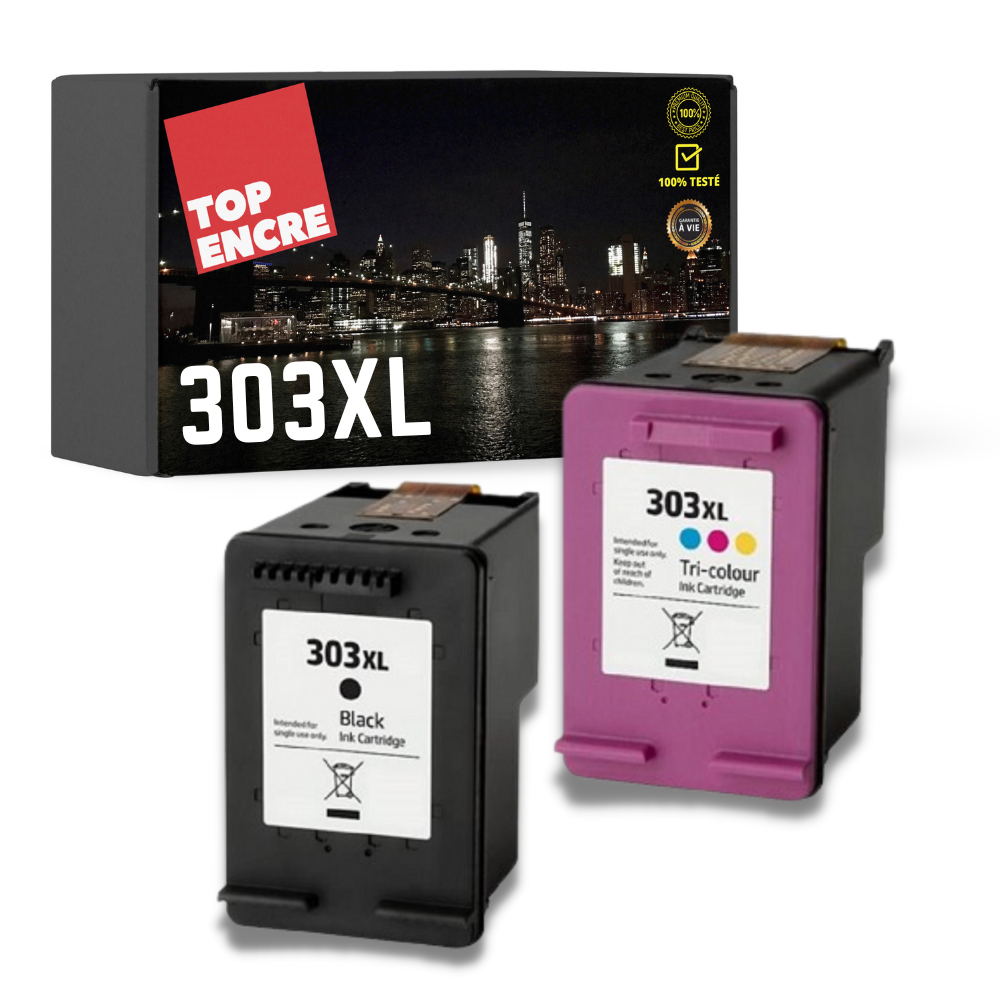 Pack compatible avec HP 303XL (T6N04AE/T6N03AE) noir et couleur